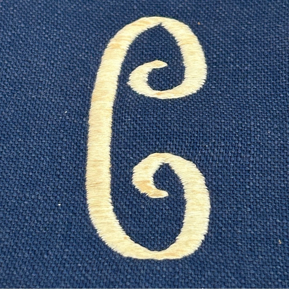 Trimingham’s  Bermuda bag Vintage Blue Handbag wood handle Monogram C purse MCM - Picture 12 of 16